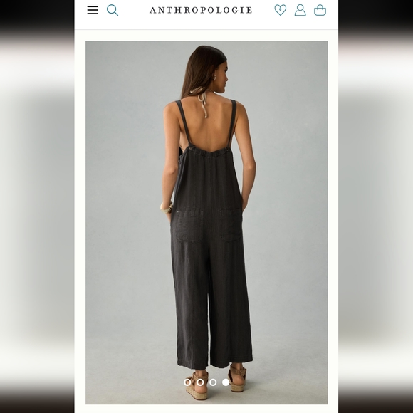 Anthropologie Pilcro Linen Jumpsuit sz Large & Med Color Onyx Grey - Picture 4 of 10